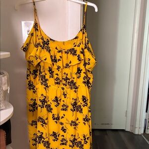 Michael Kors Yellow and Black Floral Maxi Dress